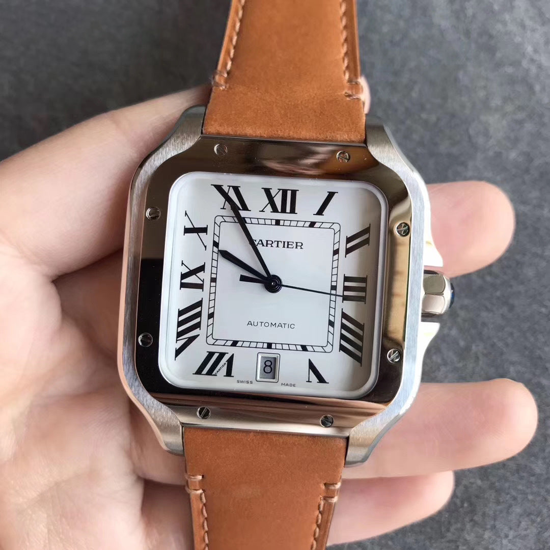 Cartier Santos high-quality leather strap watch
