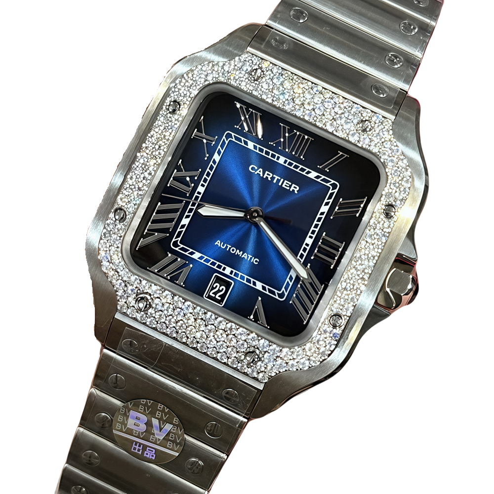 Cartier Santos Diamond Stainless Steel Watch W4SA0006