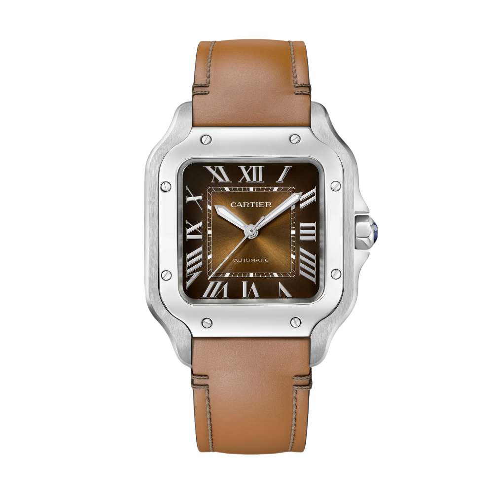 Cartier Santos Brown Sunburst Dial Watch WSSA0064