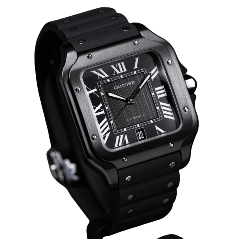 Cartier Men's Cartier Santos Large WSSA0039 Black ADLC Coated 40mm Black Dial Automatic