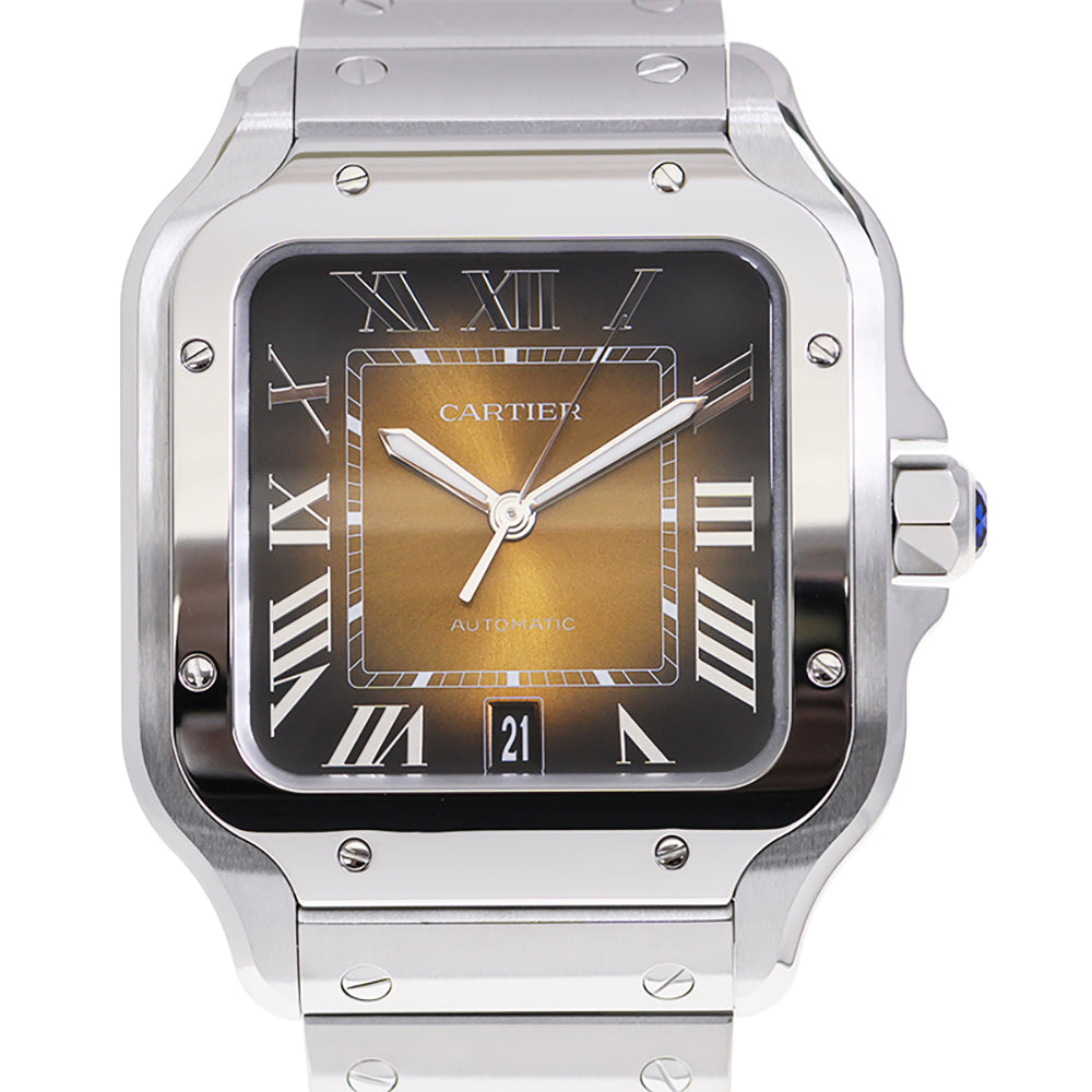 Cartier Santos Brown Sunburst Dial Watch WSSA0064