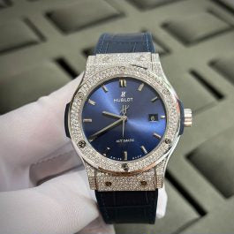 Hublot Classic Fusion Bracelet Full Degree Diamond Moissanite Blue Watch