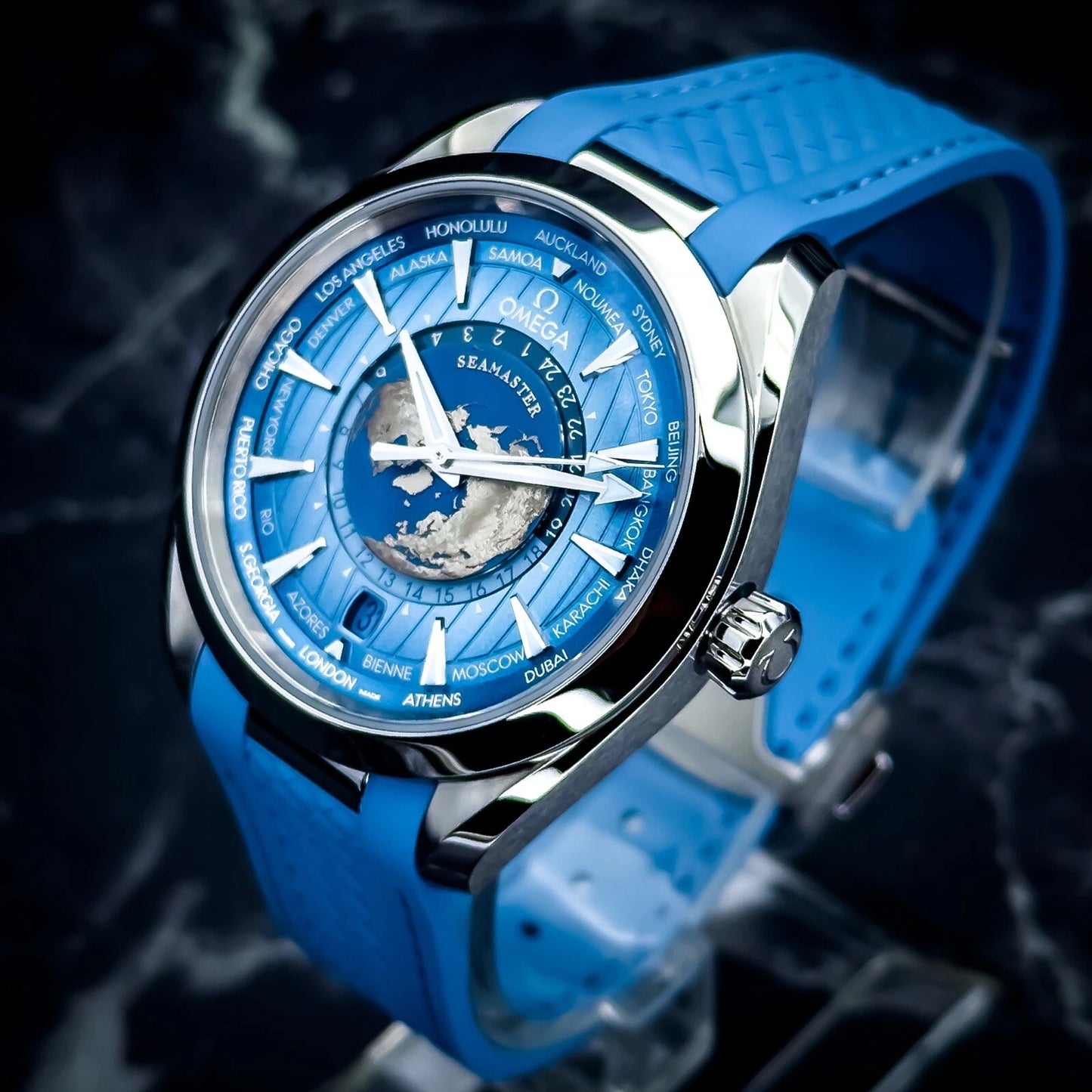 Omega Sea Master Aqua Terra WorldTimer Summer Blue FullSet Ref#220.12.43.22.03.0