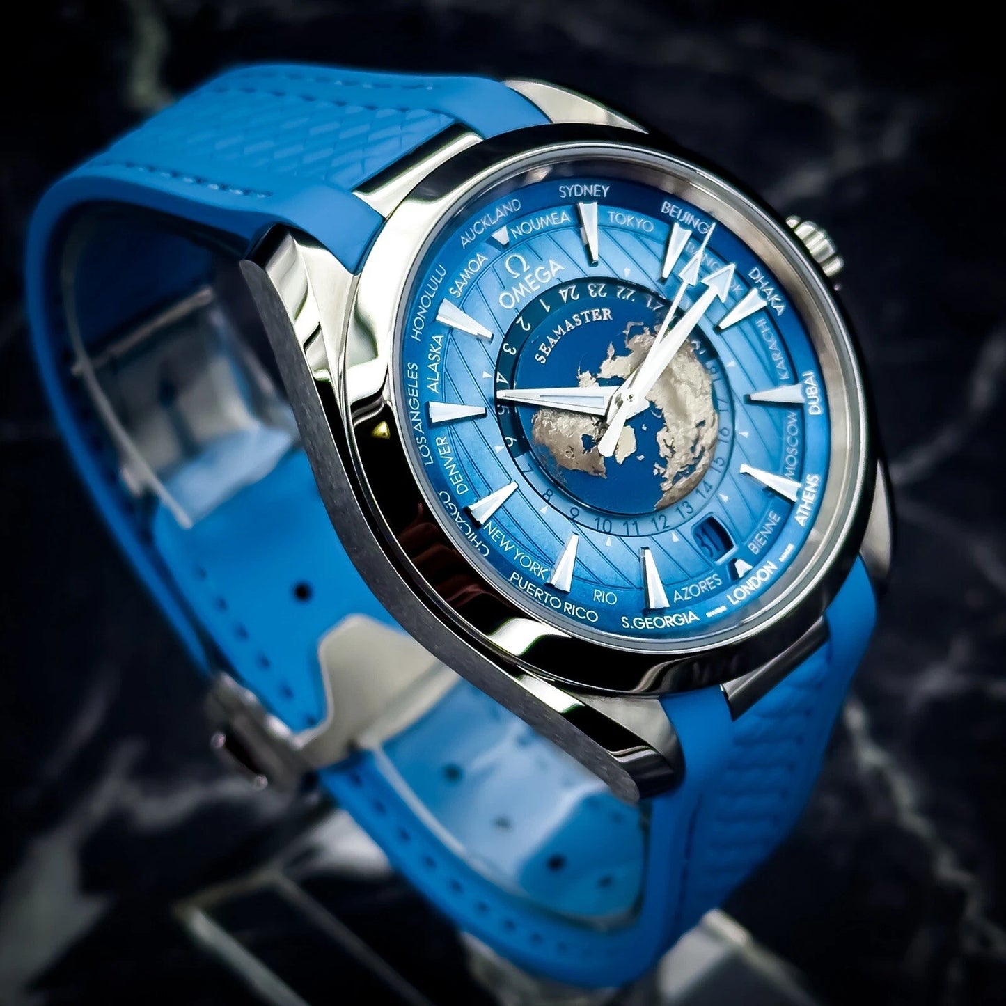 Omega Sea Master Aqua Terra WorldTimer Summer Blue FullSet Ref#220.12.43.22.03.0