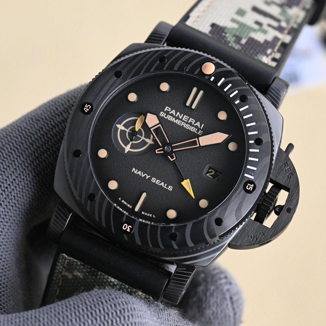 Panerai Submersible Navy SEALs Stainless Steel Automatic Wrist Watch