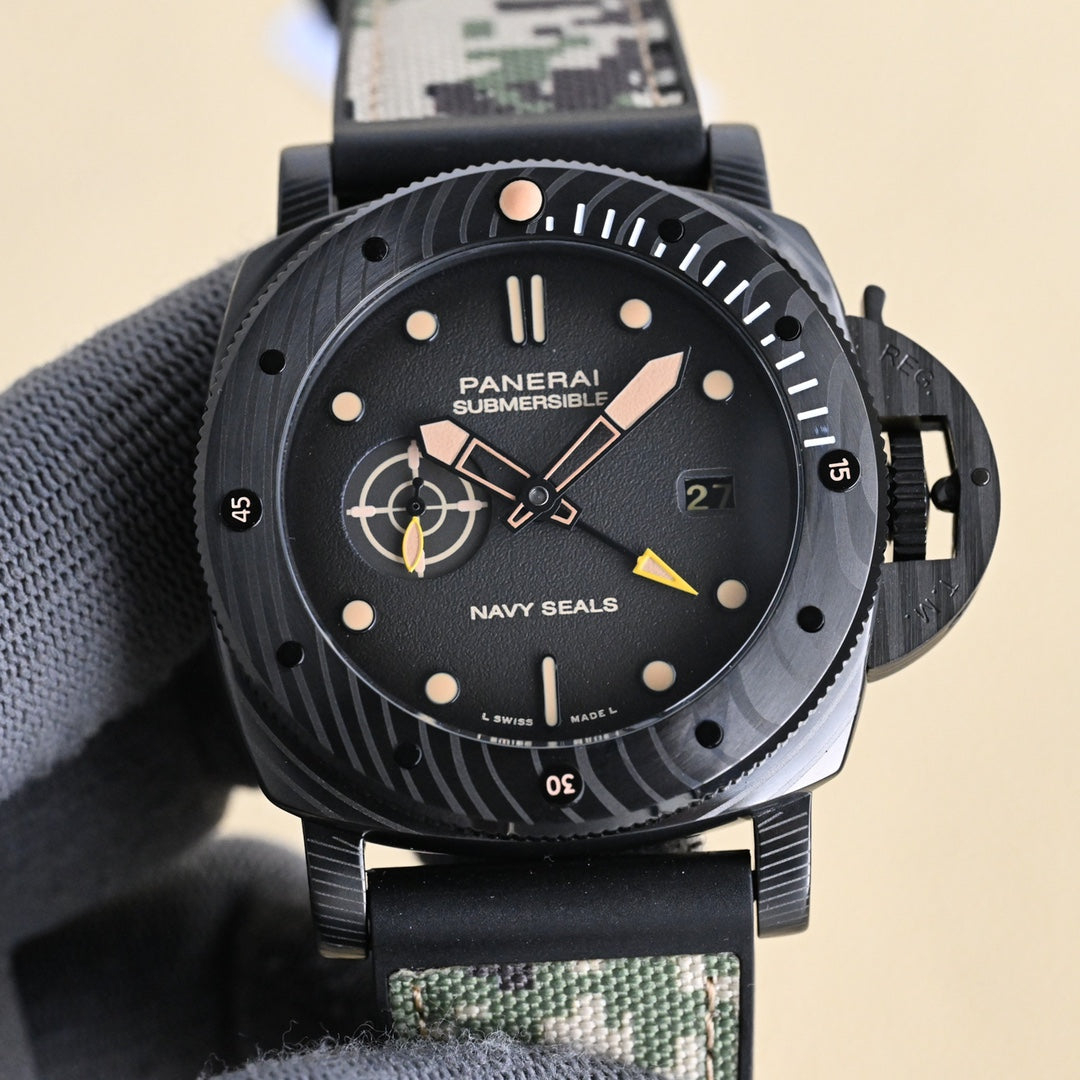 Panerai Submersible Navy SEALs Stainless Steel Automatic Wrist Watch