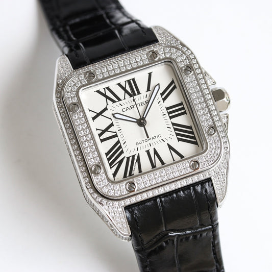 Cartier Santos series diamond-set classic watch