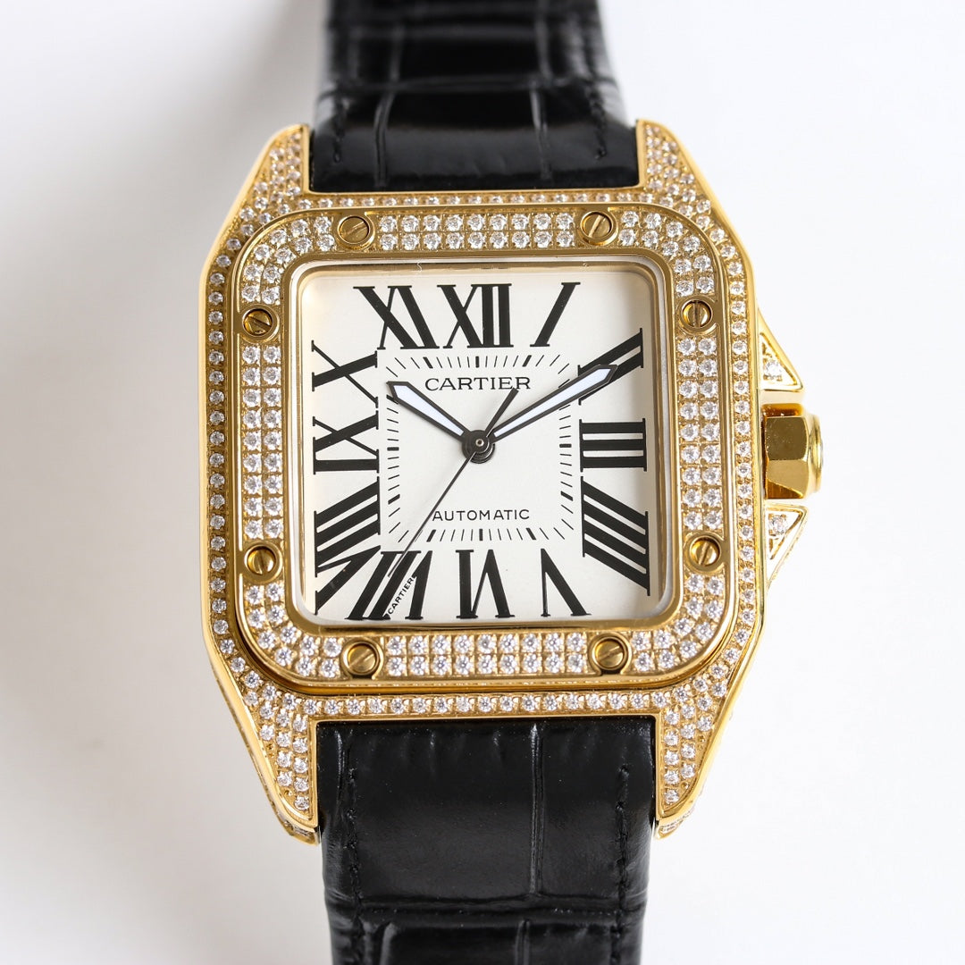 Cartier Santos series diamond-set classic watch