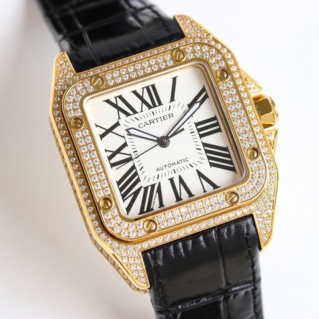 Cartier Santos series diamond-set classic watch