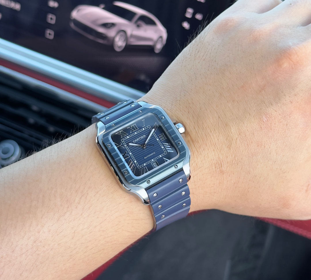 Cartier SANTOS series leather strap wristwatch