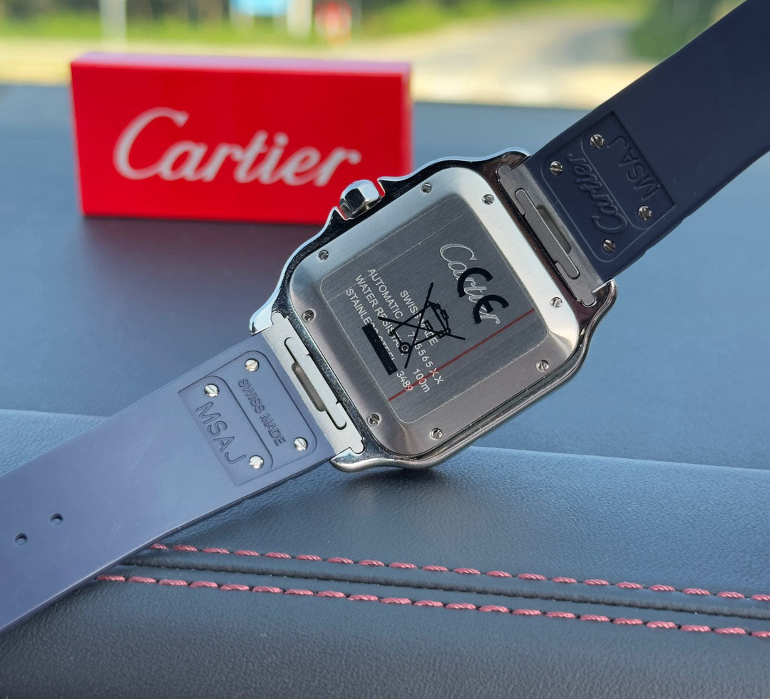 Cartier SANTOS series leather strap wristwatch