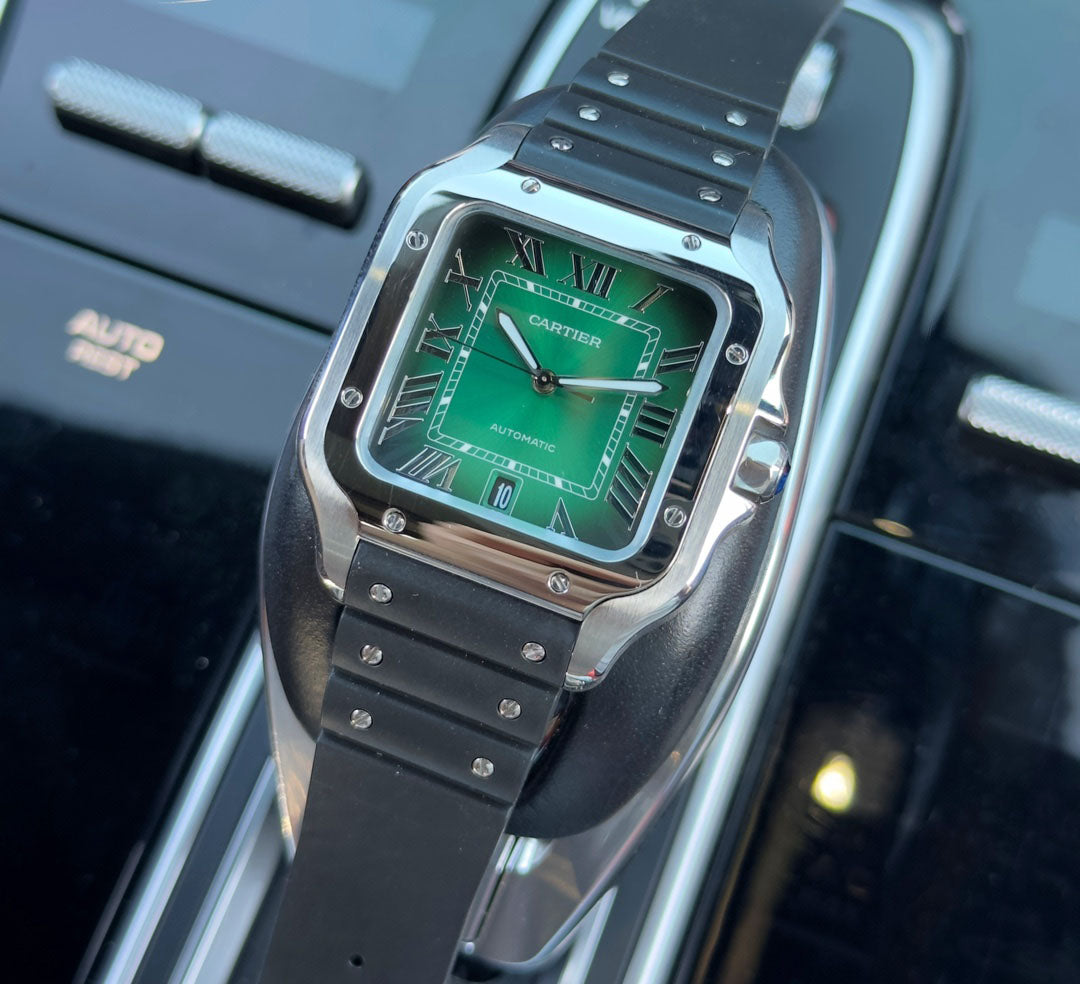 Cartier SANTOS series leather strap wristwatch