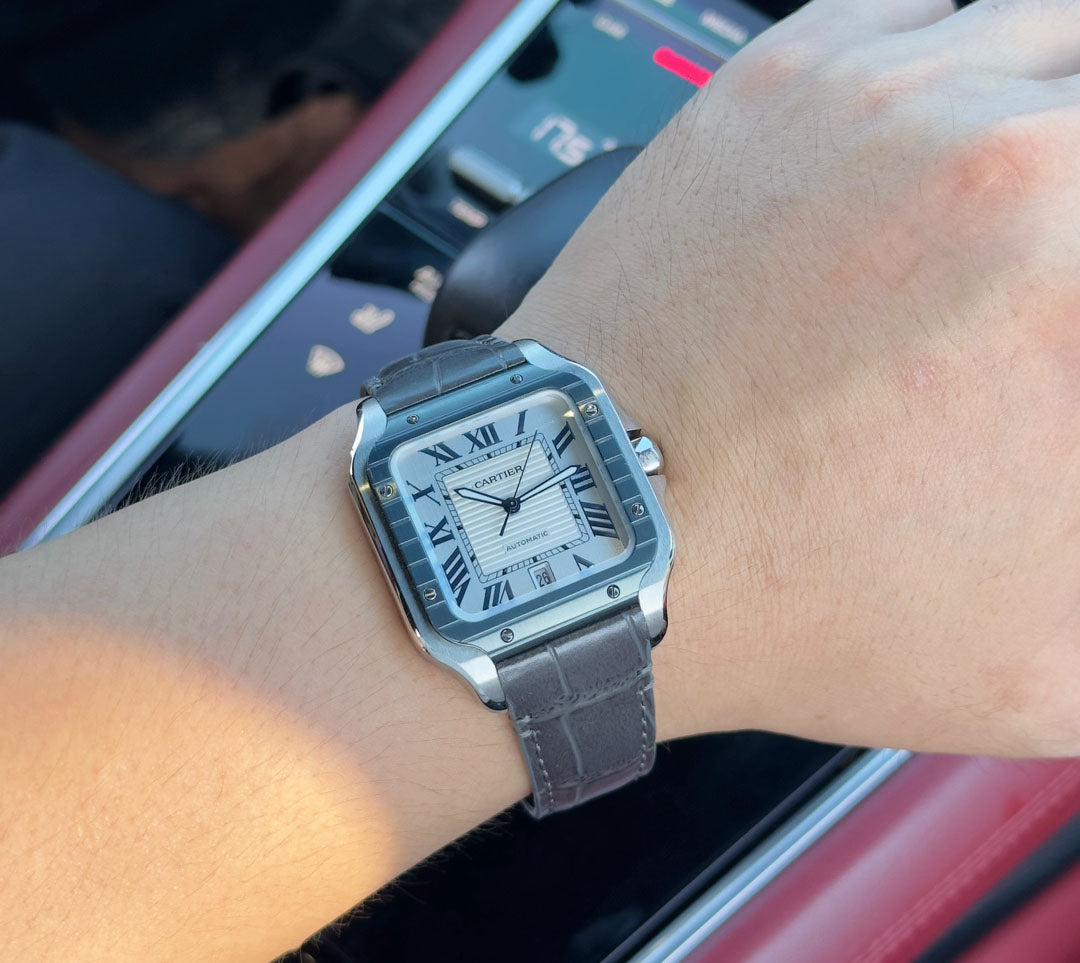 Cartier SANTOS series leather strap wristwatch