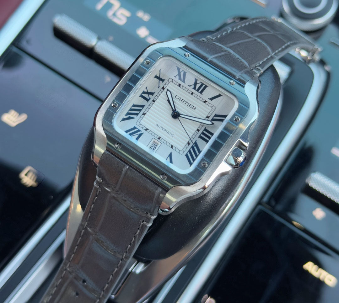 Cartier SANTOS series leather strap wristwatch