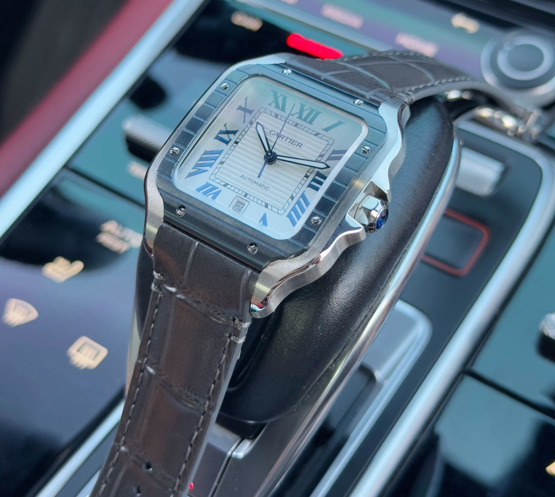 Cartier SANTOS series leather strap wristwatch