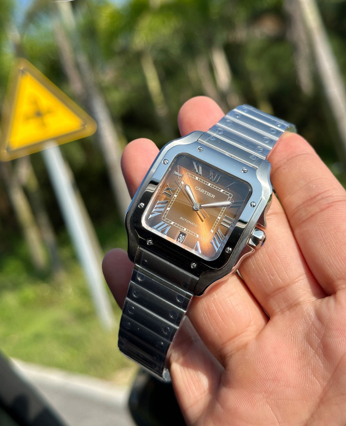 Cartier SANTOS steel strap watch