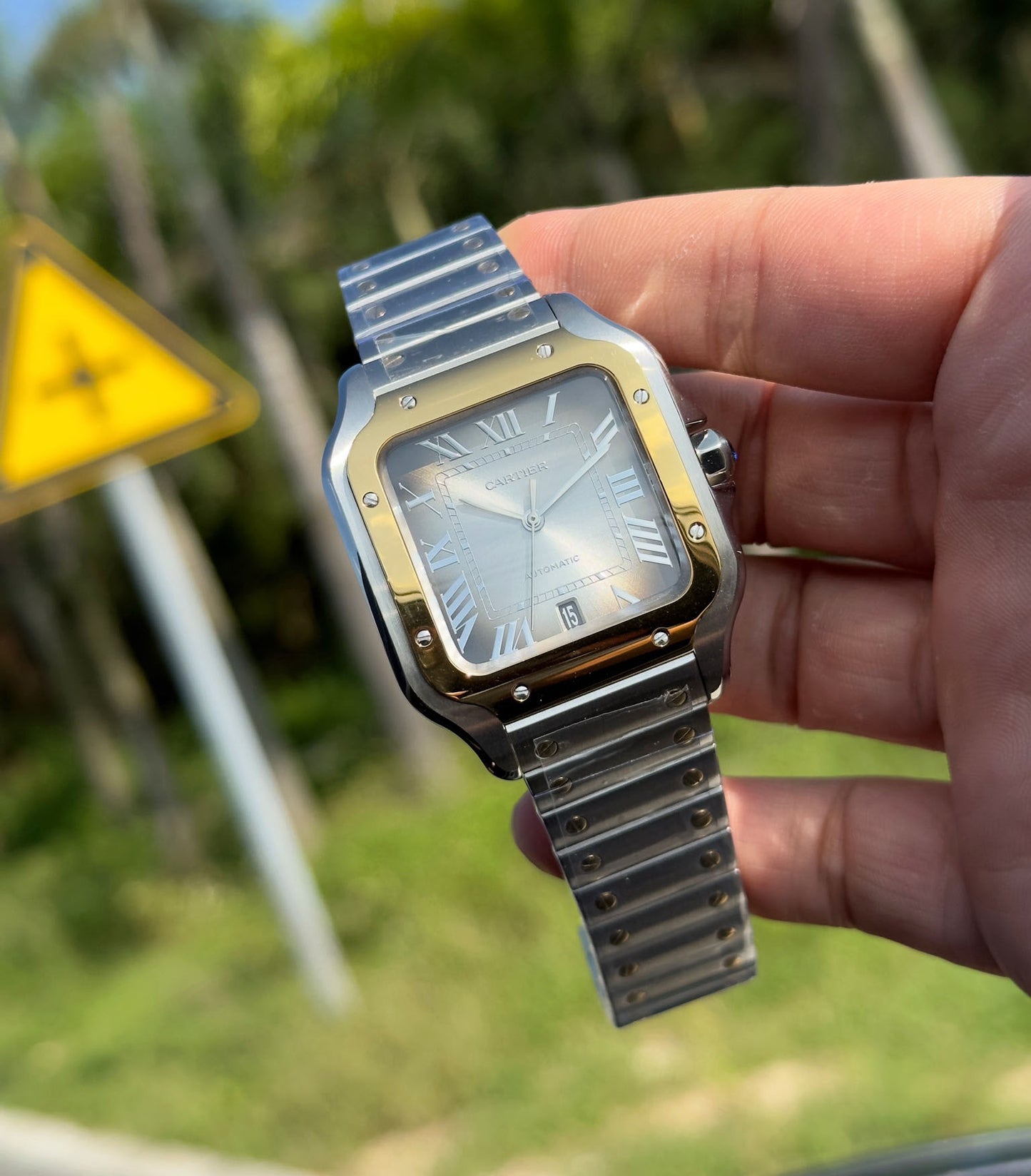Cartier SANTOS steel strap watch