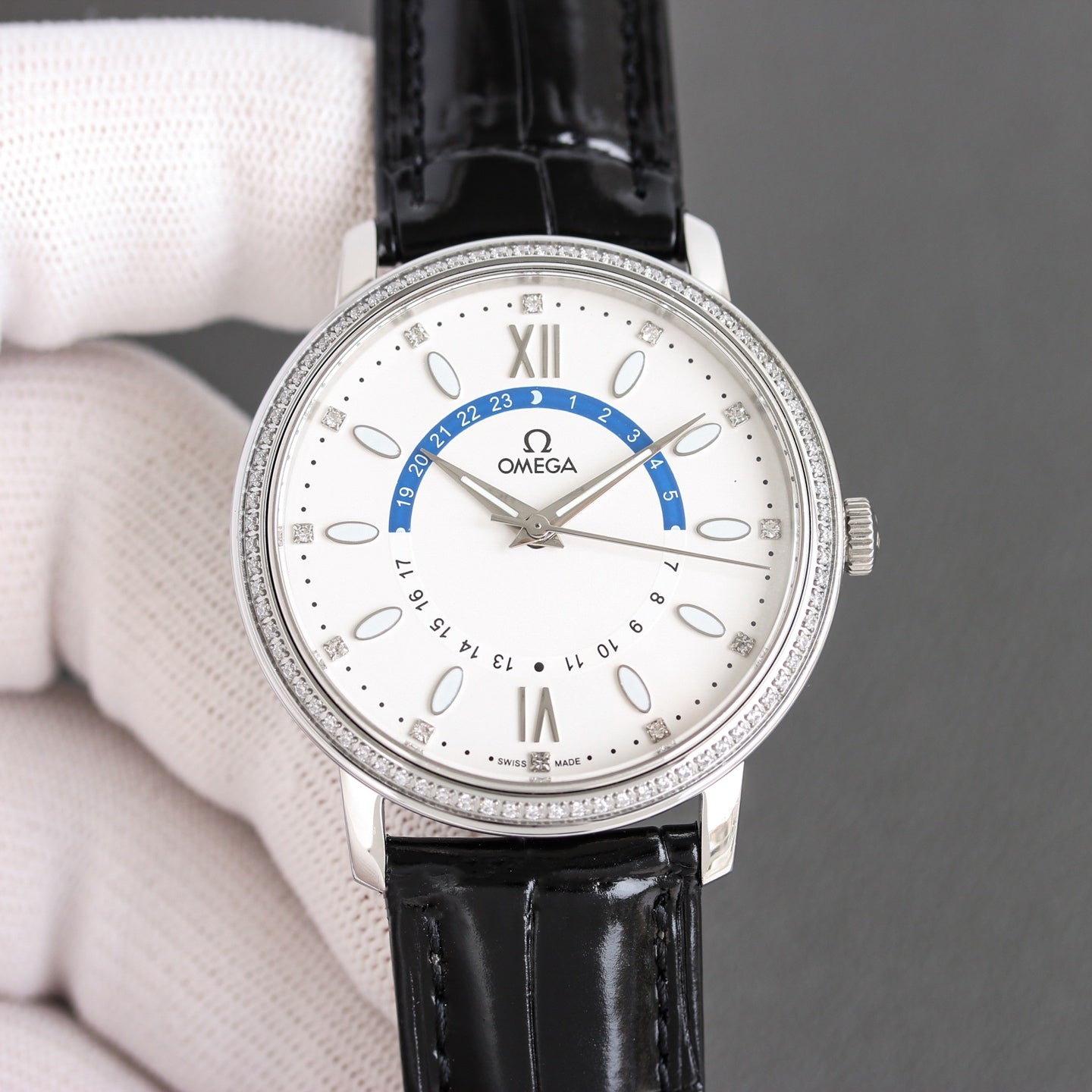Omega Men's Full Diamond Trench Set Watch