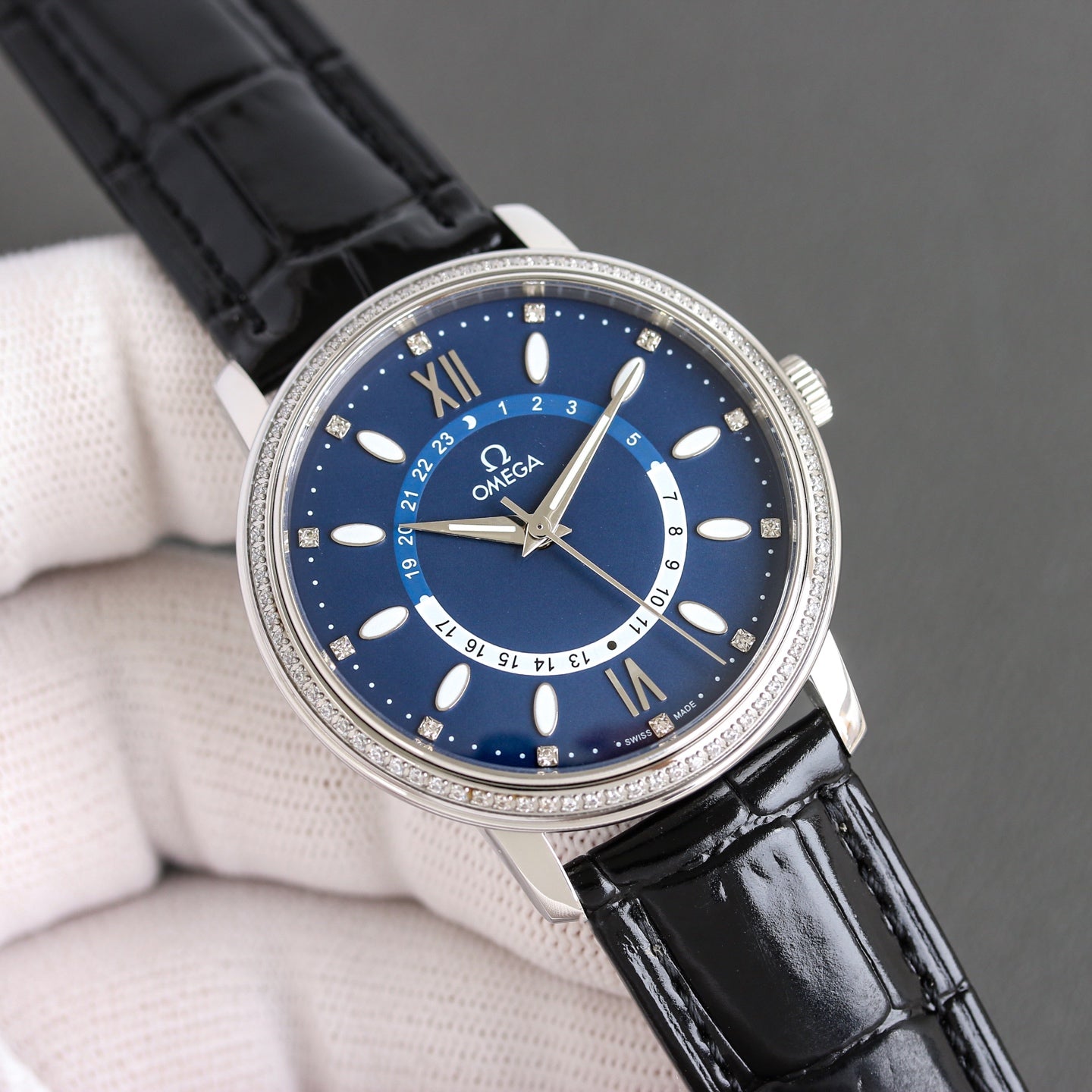 Omega Men's Full Diamond Trench Set Watch