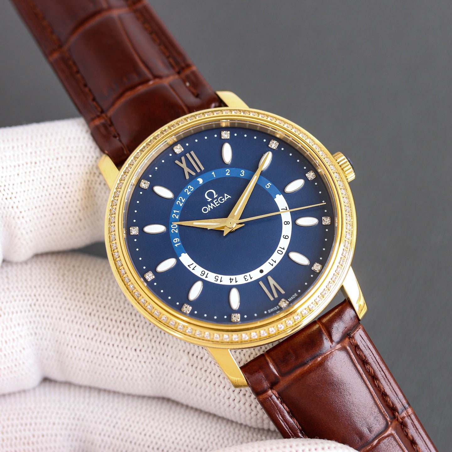 Omega Men's Full Diamond Trench Set Watch
