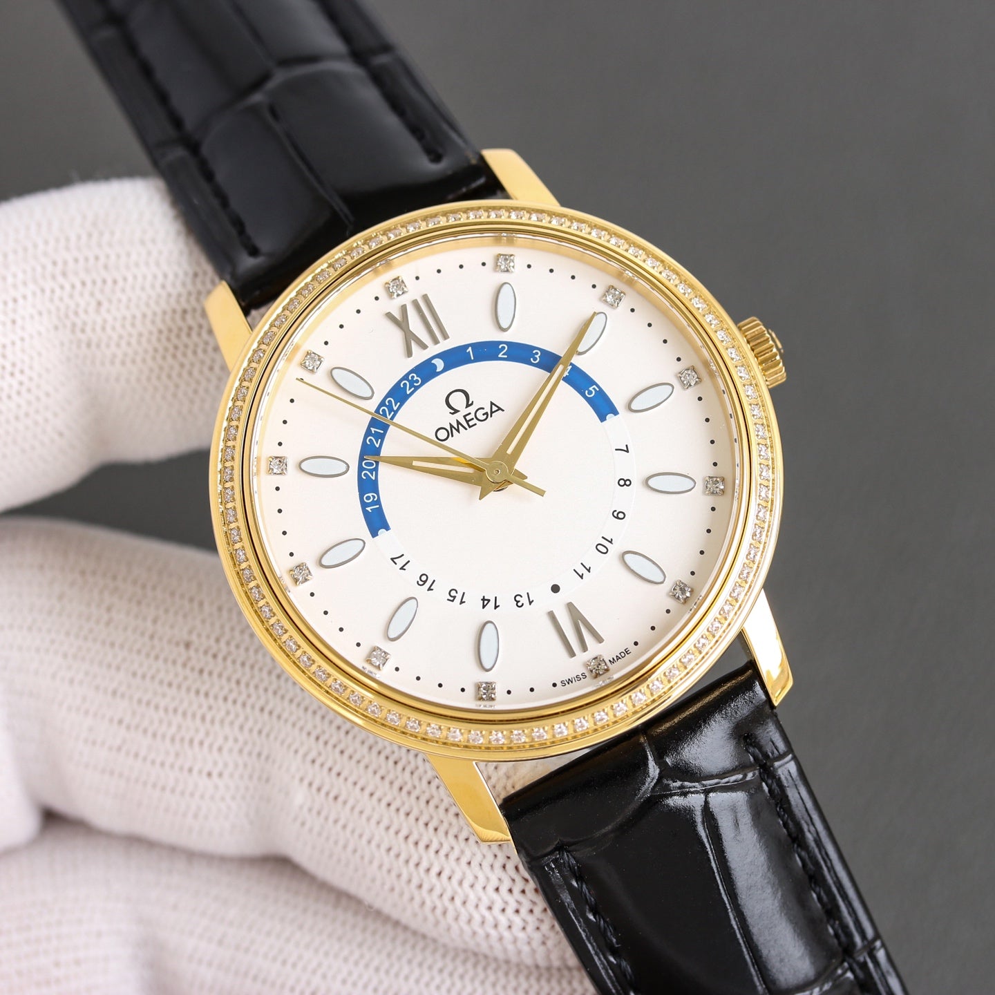 Omega Men's Full Diamond Trench Set Watch