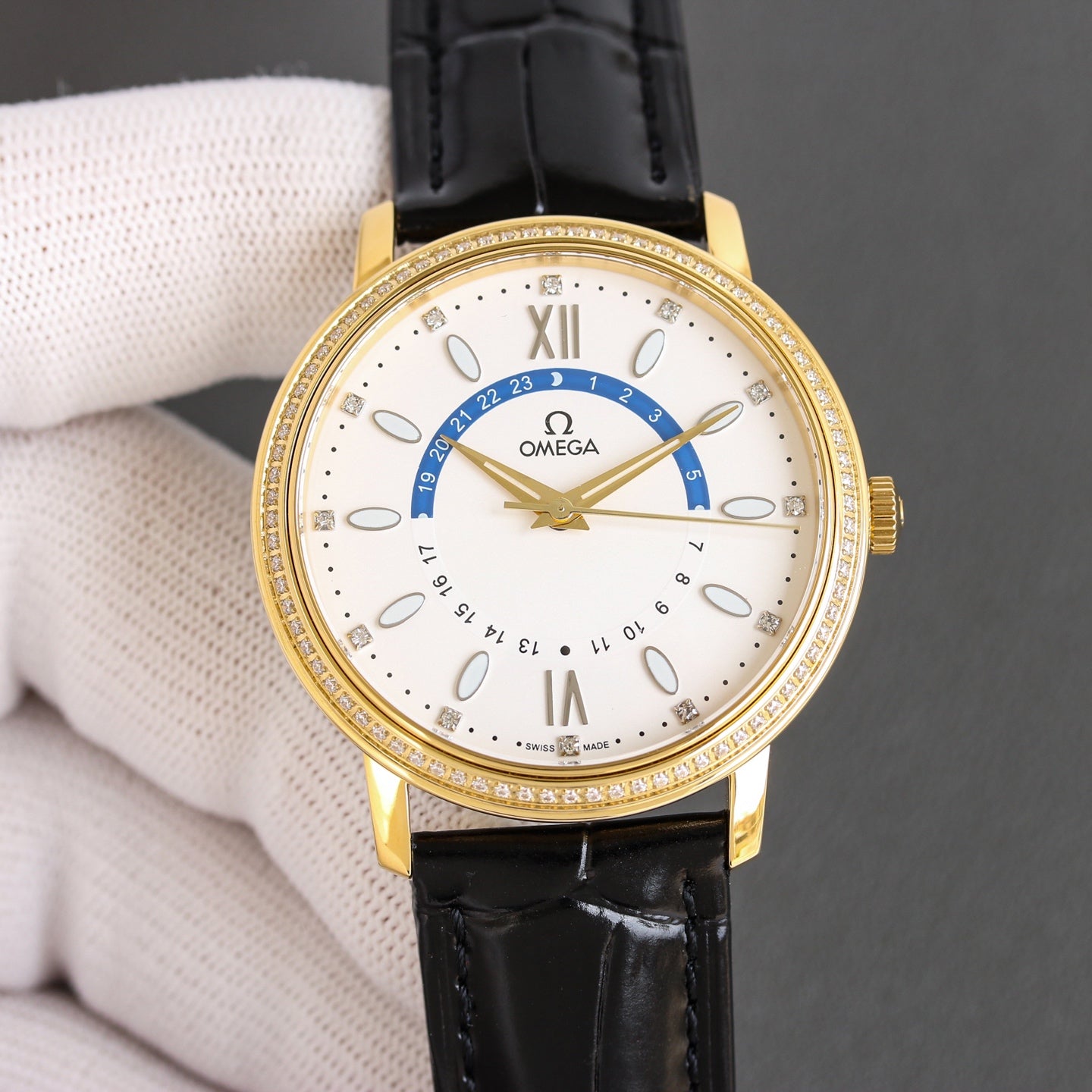 Omega Men's Full Diamond Trench Set Watch
