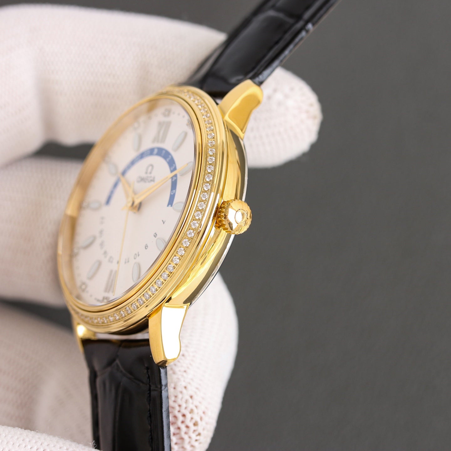 Omega Men's Full Diamond Trench Set Watch