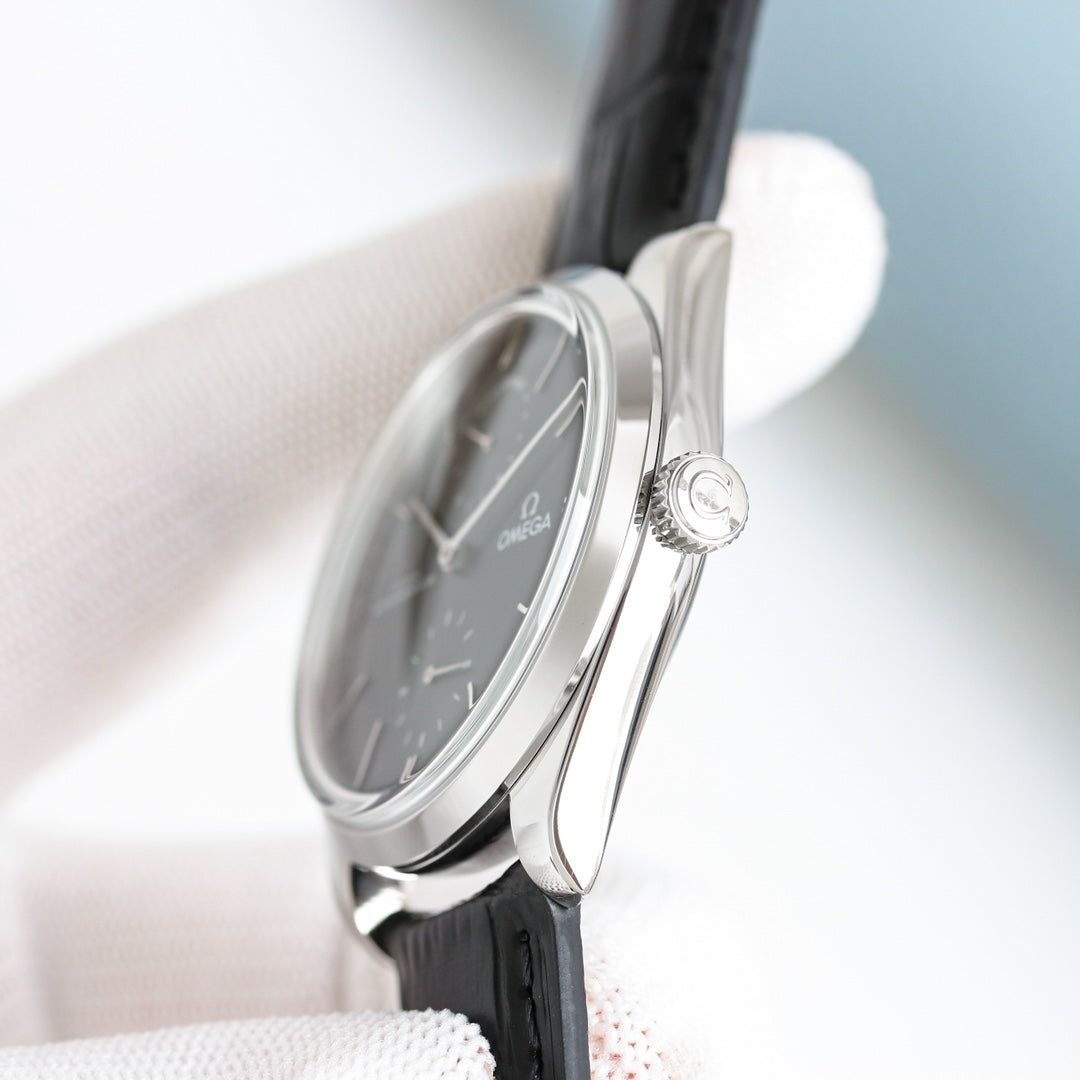 Omega Retro Leather Strap Watch