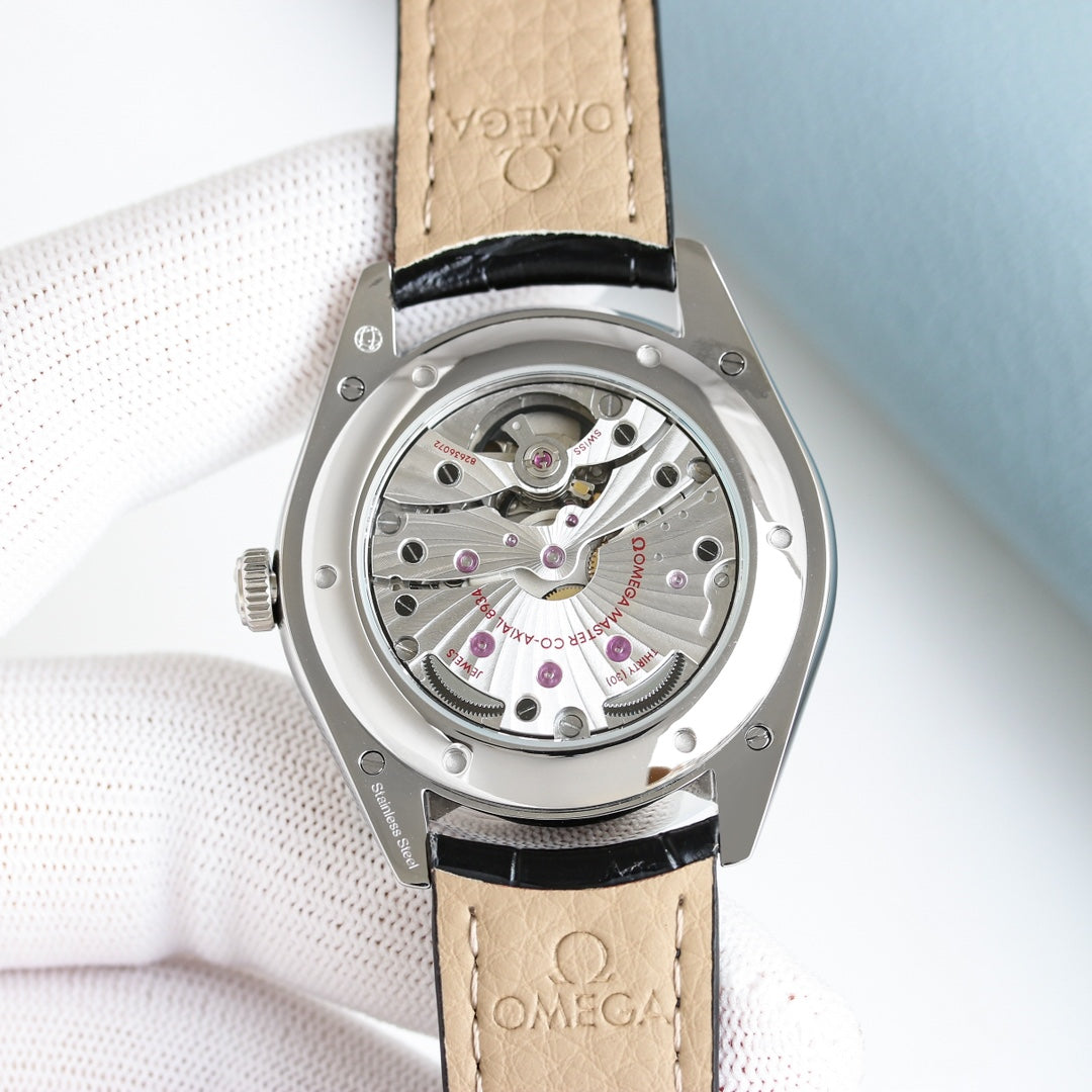 Omega Retro Leather Strap Watch