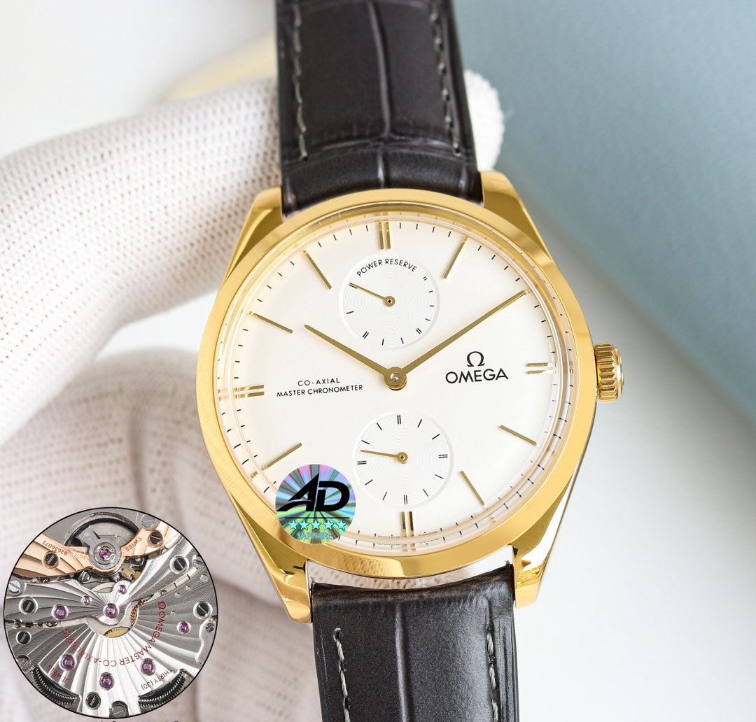 Omega Retro Leather Strap Watch