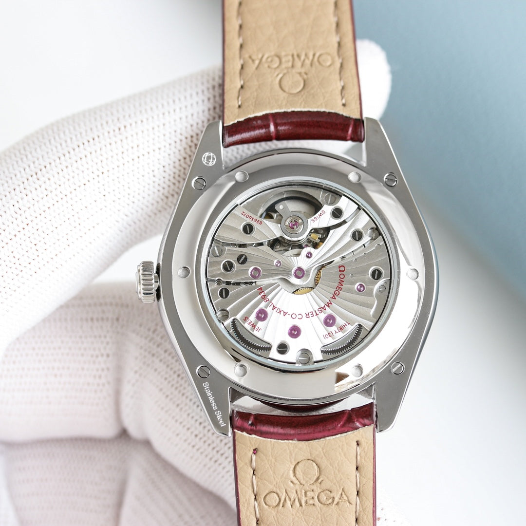 Omega Retro Leather Strap Watch