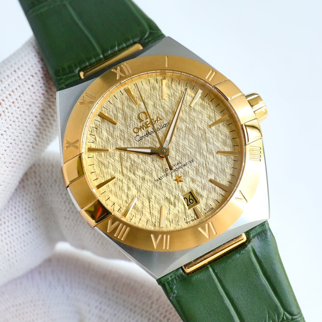 Omega Constellation Series Leather Strap Watch