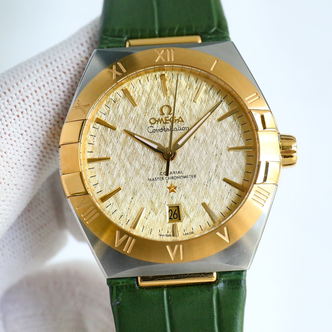 Omega Constellation Series Leather Strap Watch