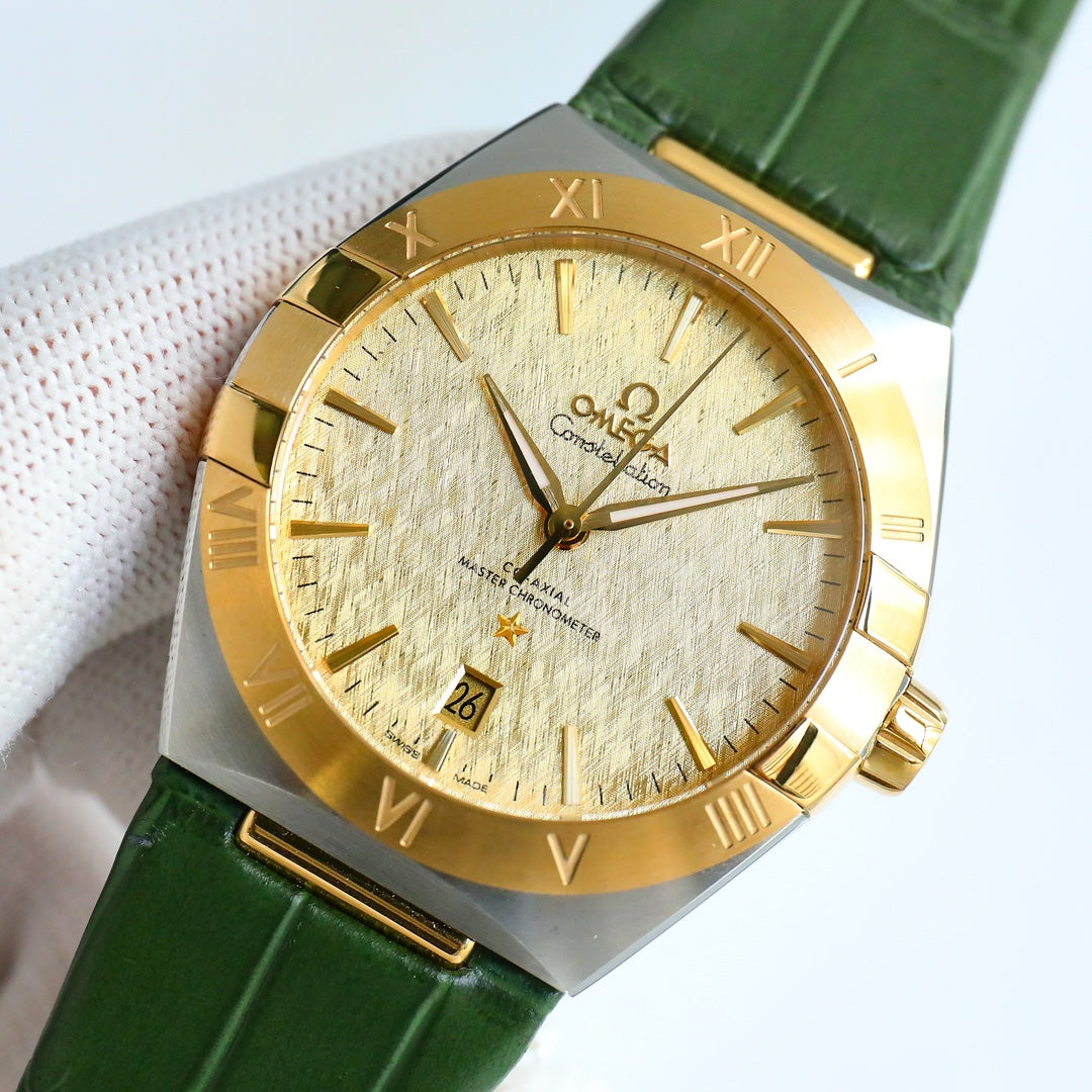 Omega Constellation Series Leather Strap Watch