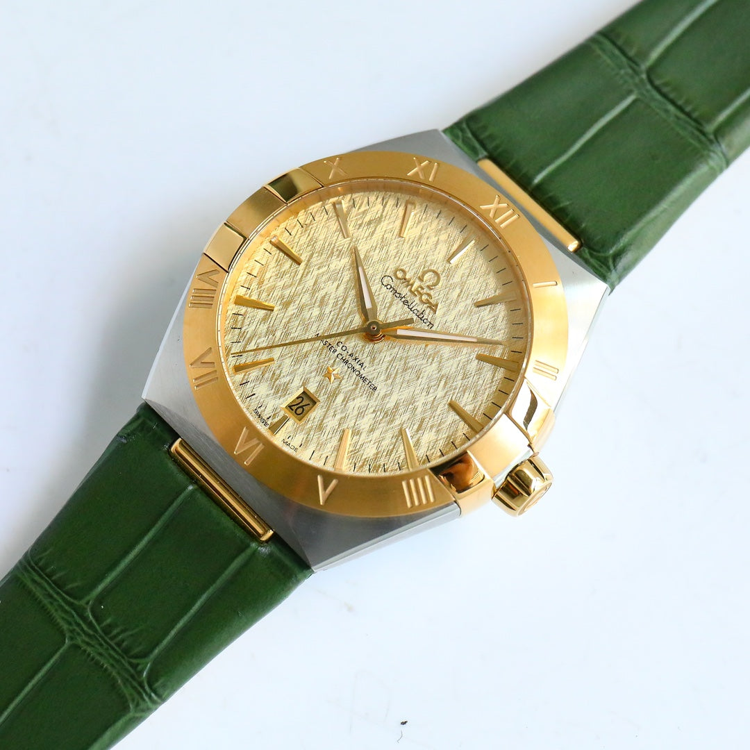 Omega Constellation Series Leather Strap Watch