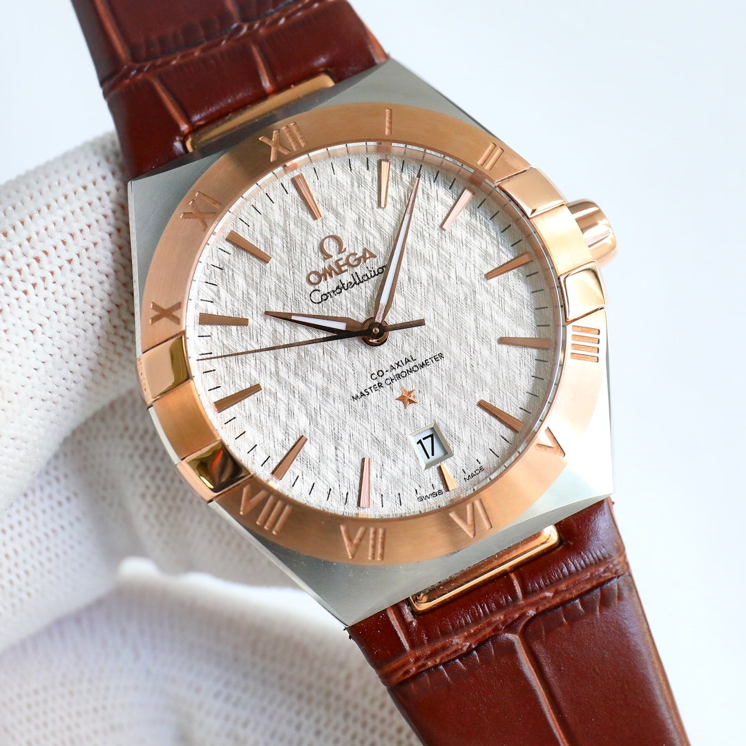 Omega Constellation Series Leather Strap Watch