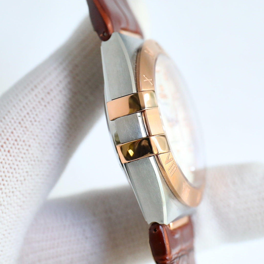 Omega Constellation Series Leather Strap Watch