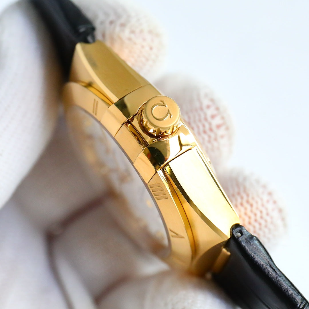 Omega Constellation Series Leather Strap Watch
