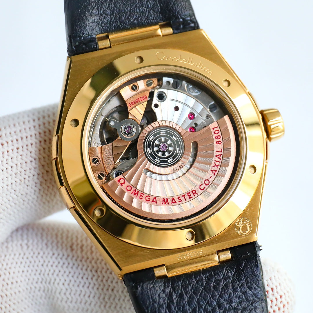 Omega Constellation Series Leather Strap Watch
