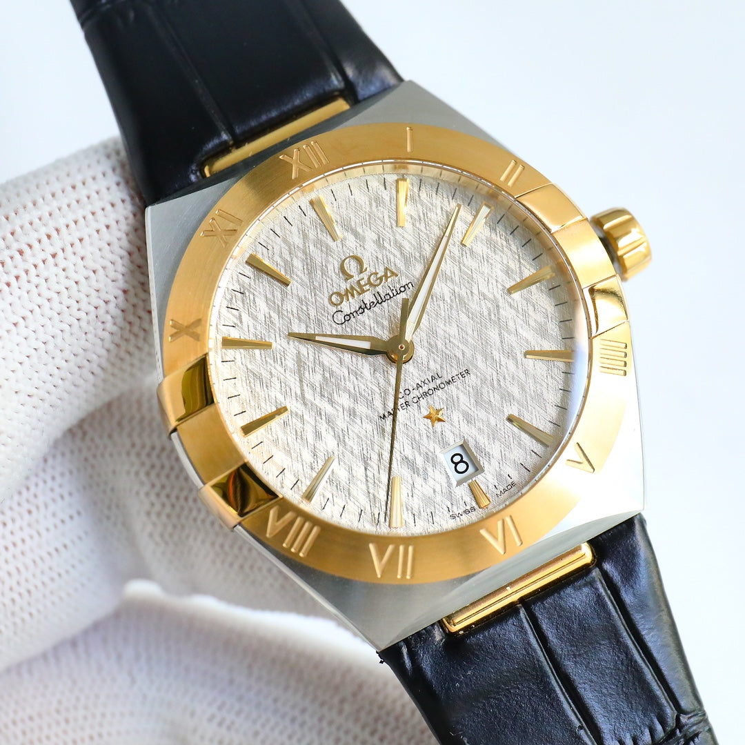 Omega Constellation Series Leather Strap Watch