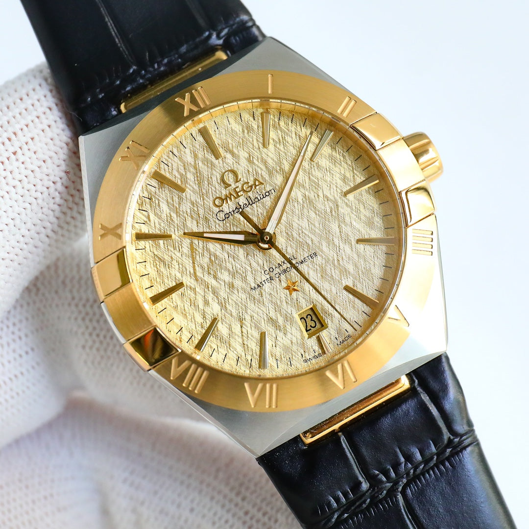 Omega Constellation Series Leather Strap Watch