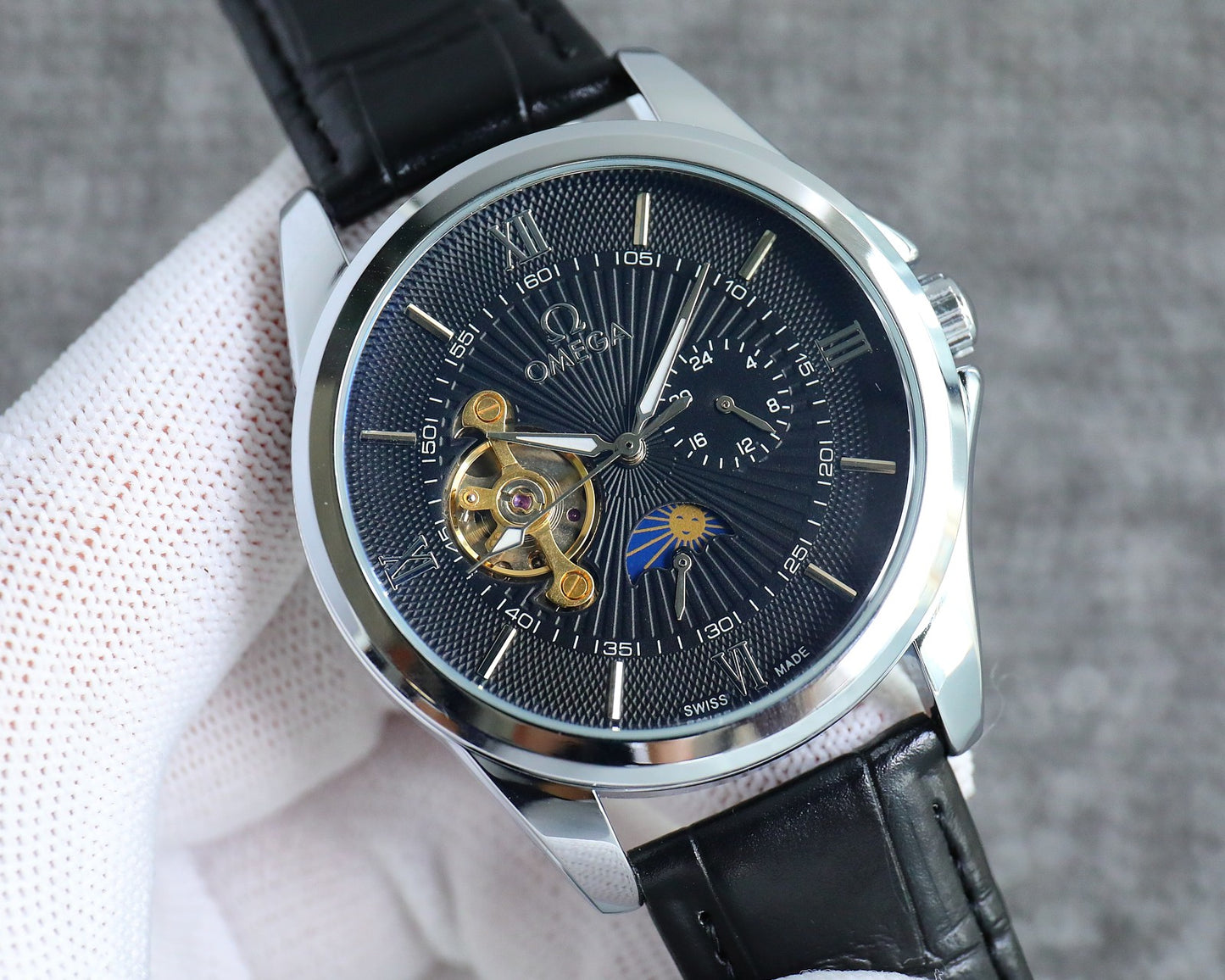 Omega Nine Wheel Fully Automatic Sun Moon Star Mechanical Watch