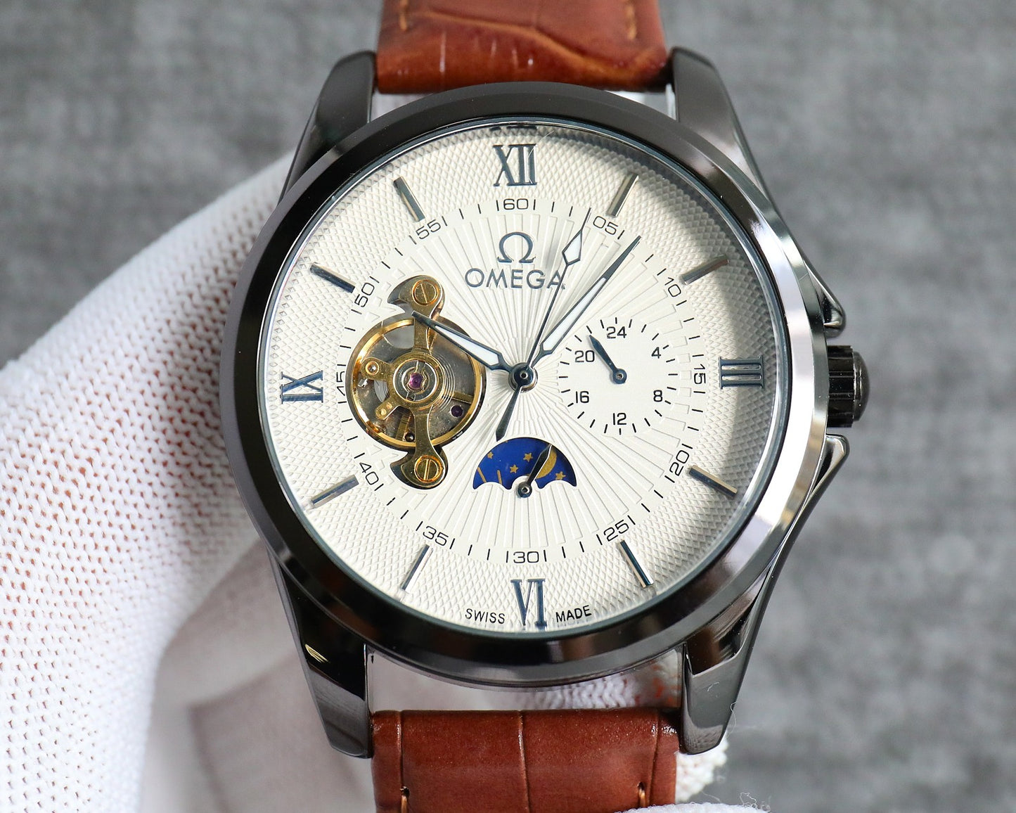Omega Nine Wheel Fully Automatic Sun Moon Star Mechanical Watch