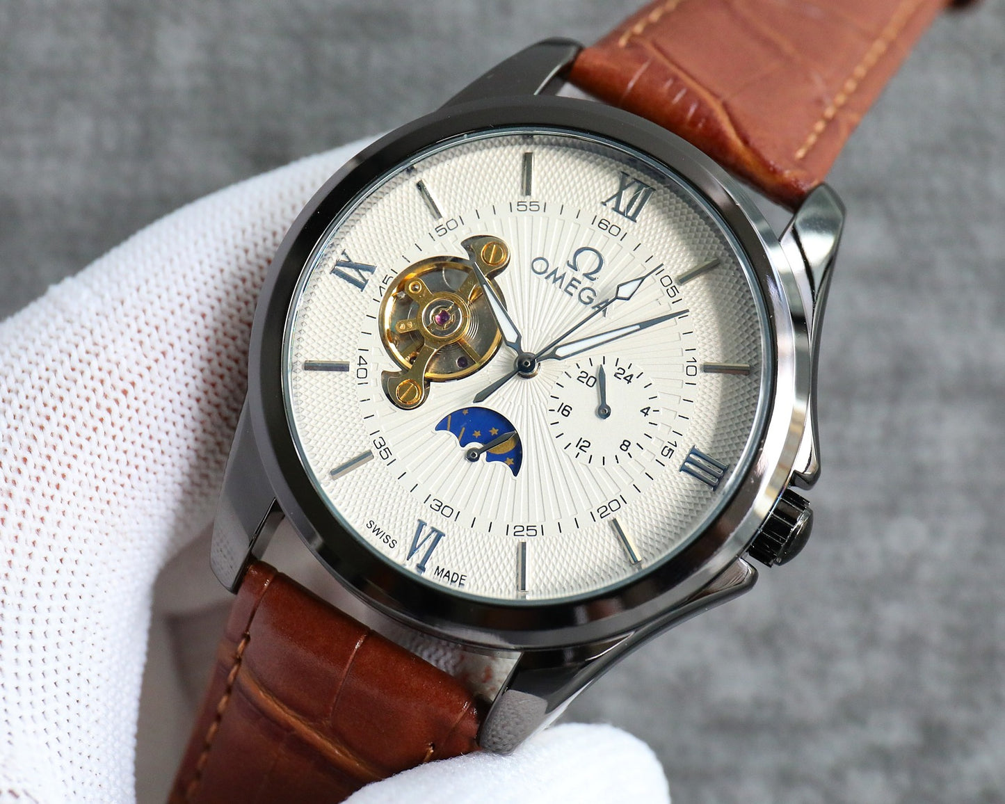 Omega Nine Wheel Fully Automatic Sun Moon Star Mechanical Watch