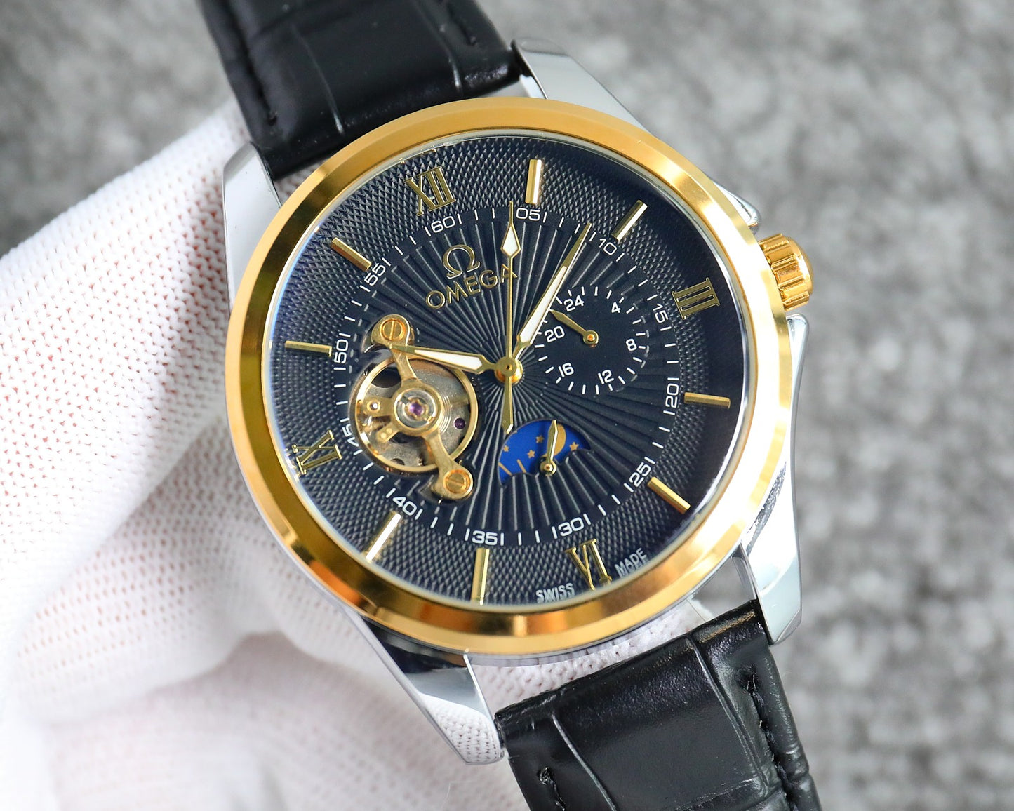 Omega Nine Wheel Fully Automatic Sun Moon Star Mechanical Watch