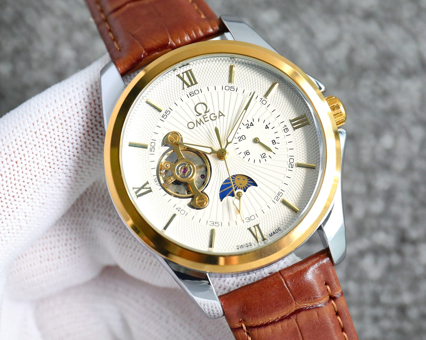 Omega Nine Wheel Fully Automatic Sun Moon Star Mechanical Watch