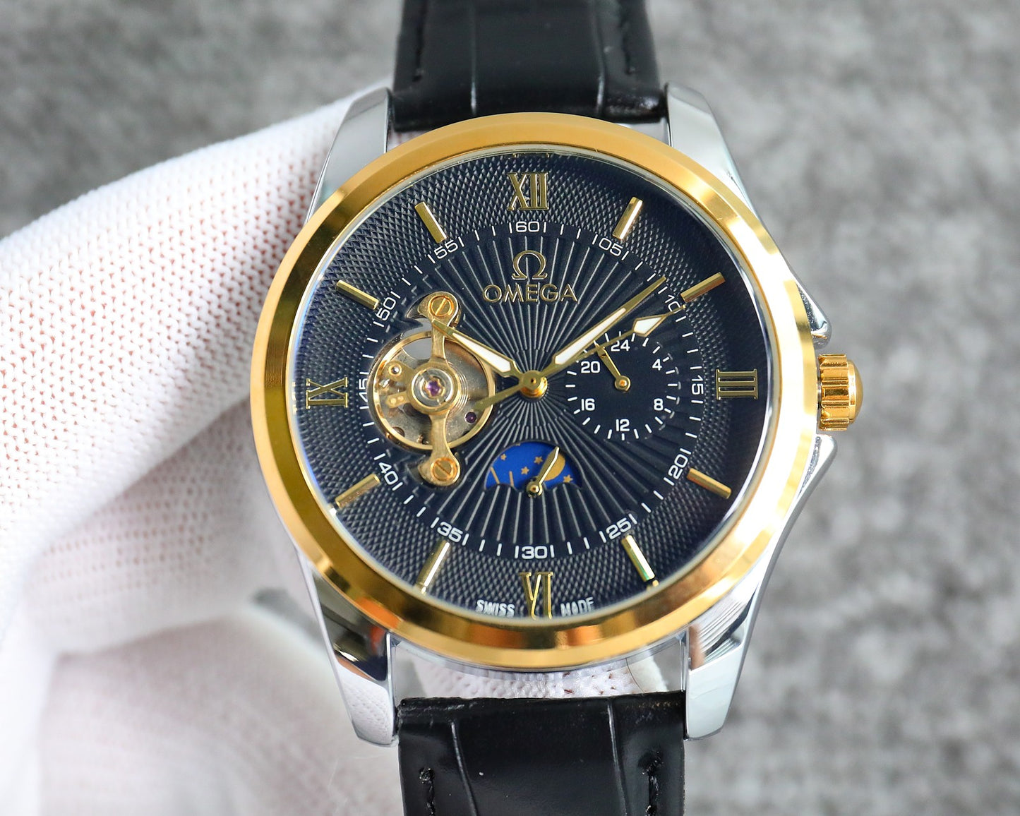 Omega Nine Wheel Fully Automatic Sun Moon Star Mechanical Watch