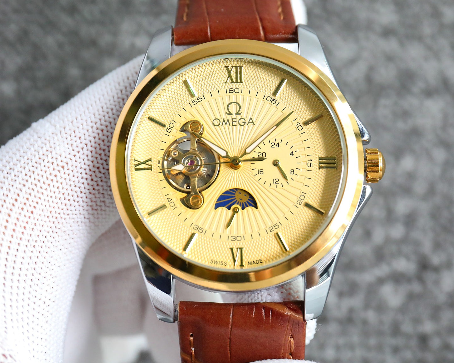 Omega Nine Wheel Fully Automatic Sun Moon Star Mechanical Watch