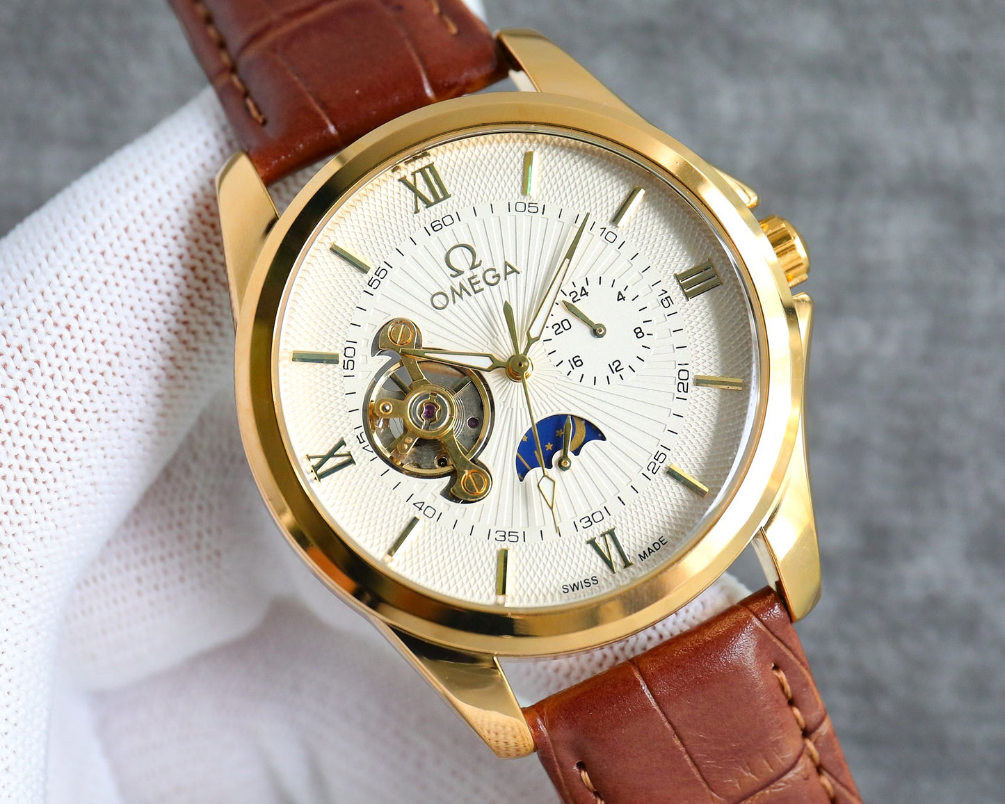 Omega Nine Wheel Fully Automatic Sun Moon Star Mechanical Watch