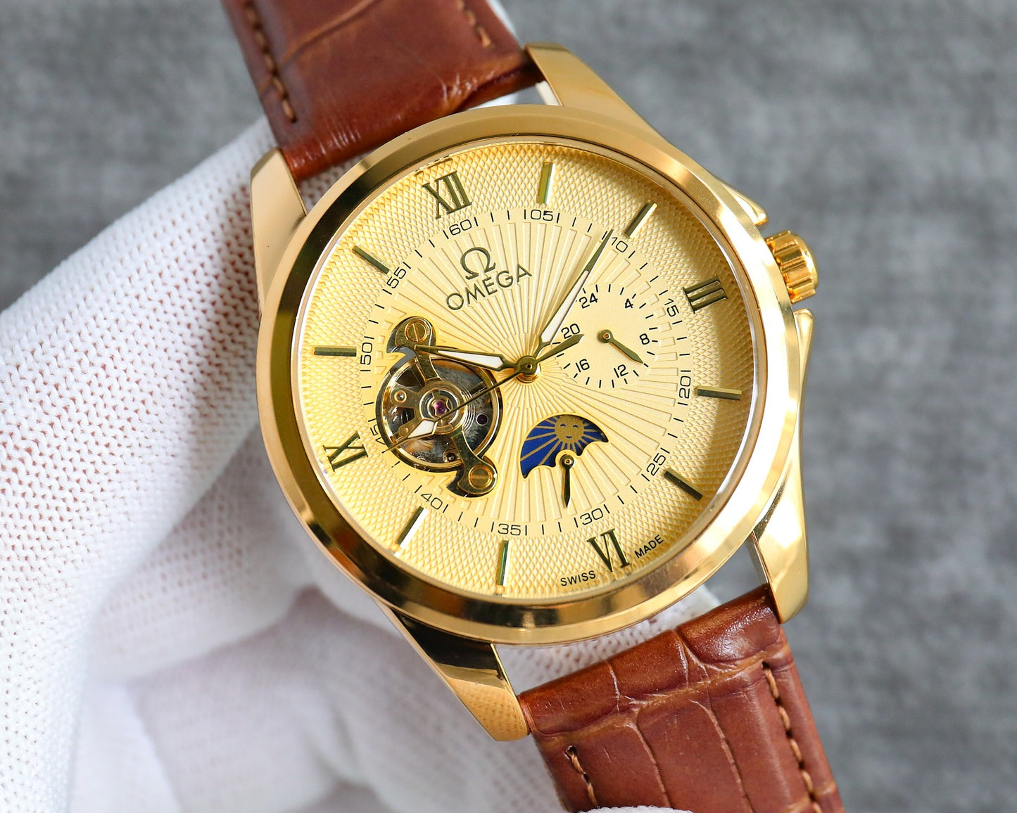 Omega Nine Wheel Fully Automatic Sun Moon Star Mechanical Watch